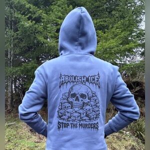Abolish Ice Protest Blue Zip-Up Hoodie